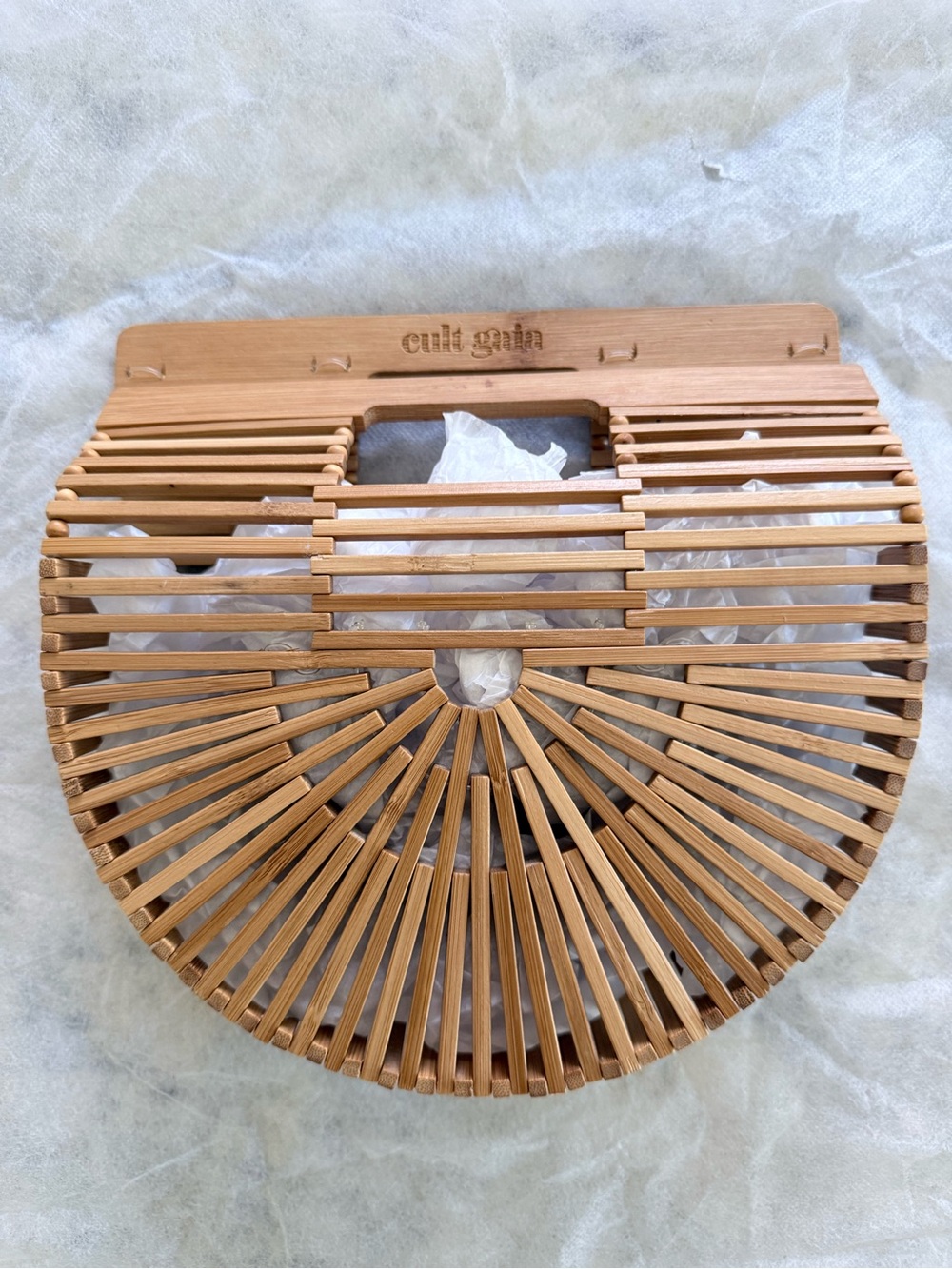 cult gaia bamboo ark handbag in natural tan